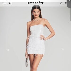 Retrofete Anastasia White Feather Dress